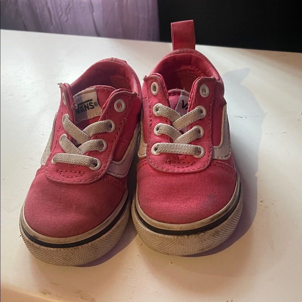 Vans Kids Fuchsia and White Sneakers